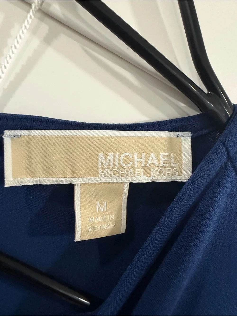 Michael Kors Navy Long-Sleeve Draped Dress with Buckle Detail